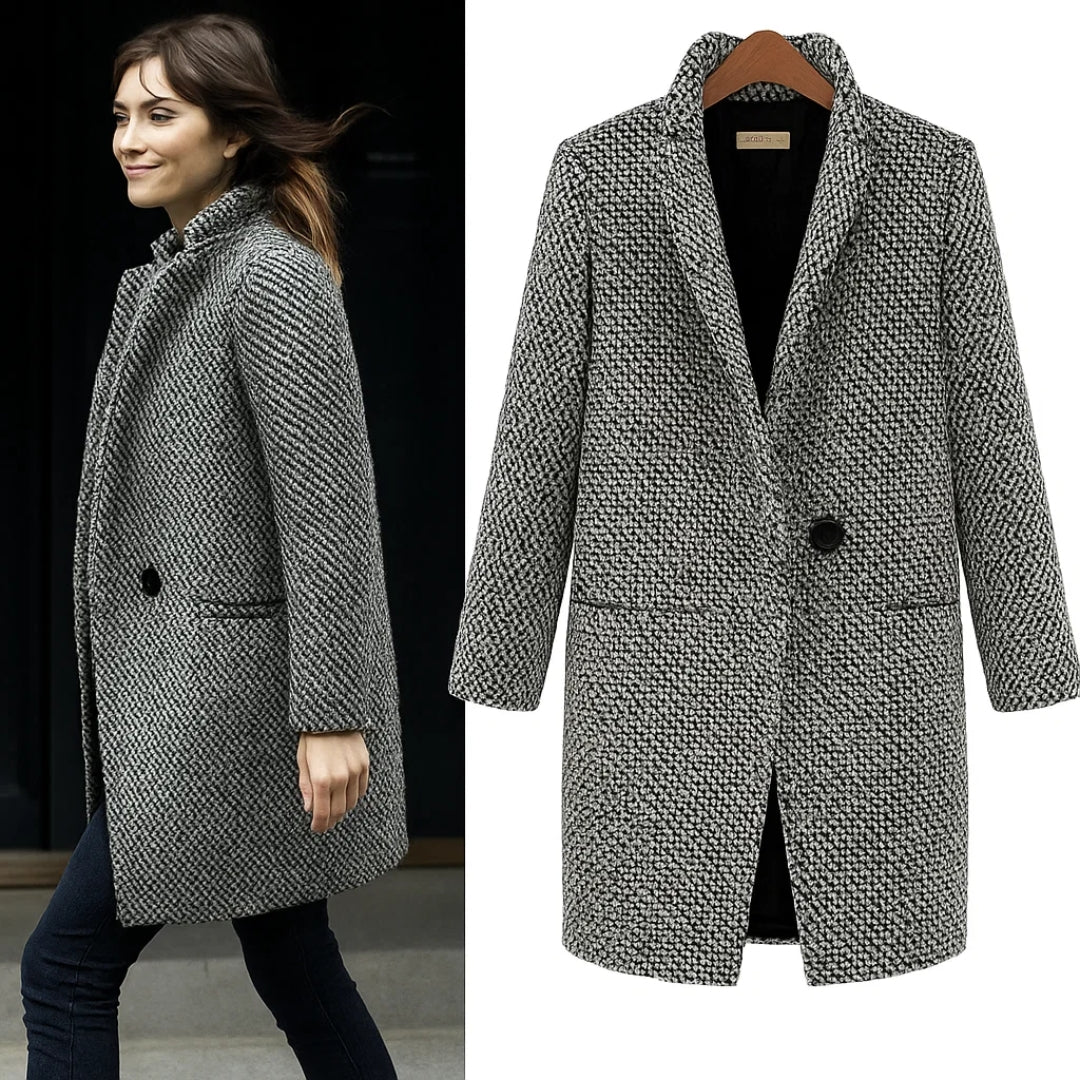 Classic Houndstooth Wool Coat