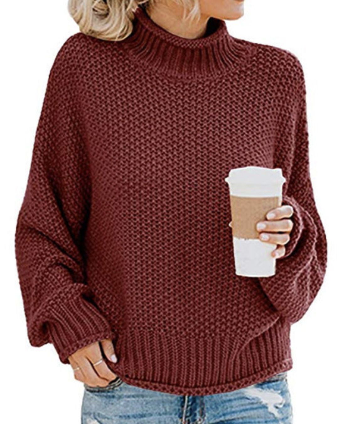 Textured Mock-Neck Sweater