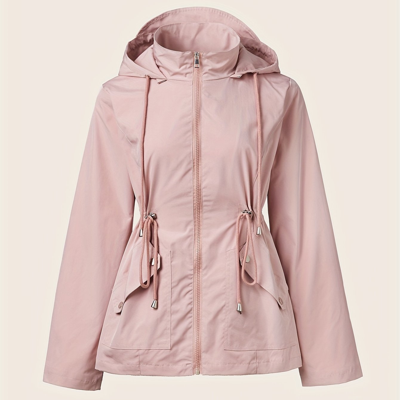 Corine | Trekkoord Rits Hooded Trenchcoat