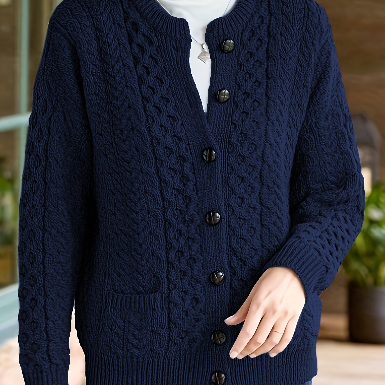 Lonneke | Geometrisch Kabelvest Met Knopen