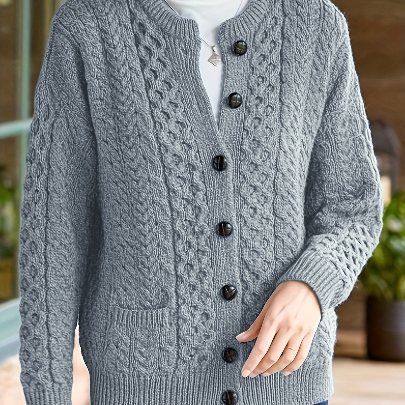 Lonneke | Geometrisch Kabelvest Met Knopen