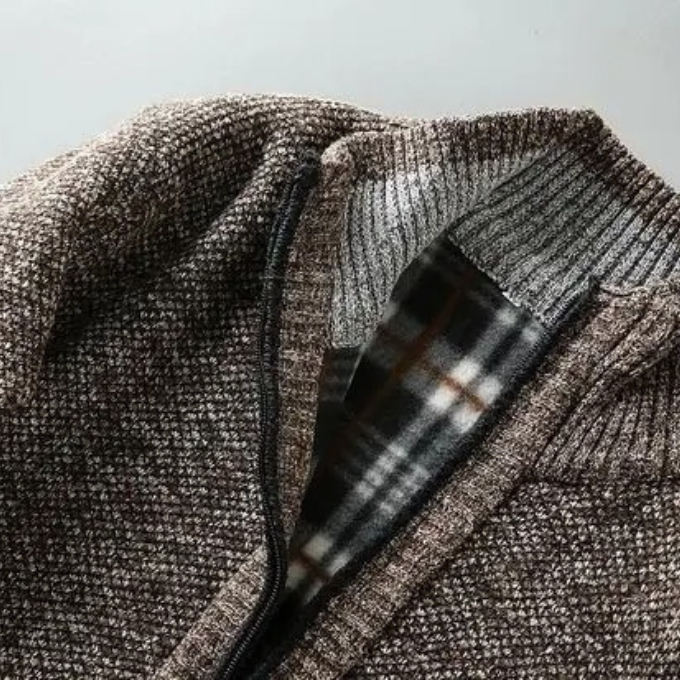 Harrison Plaid-Lined Knit Jacket