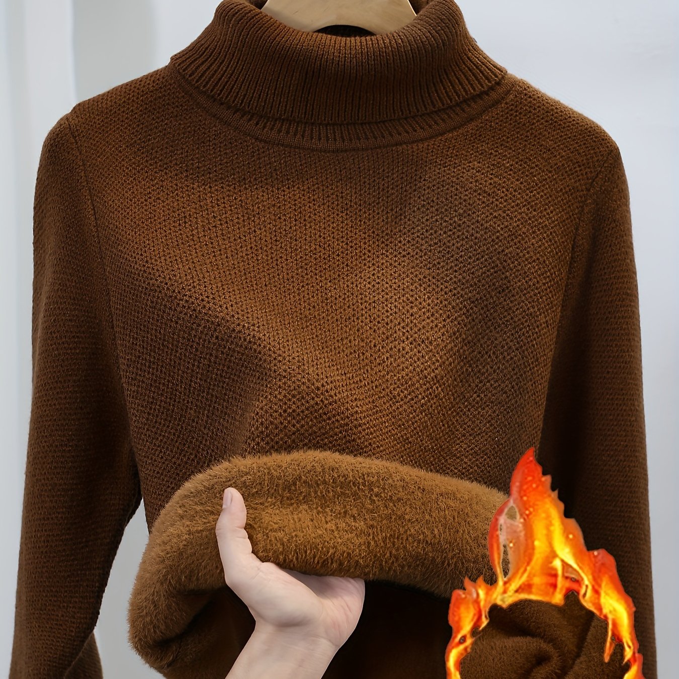 Mia | Warme Effen Trui Met Hoge Kraag