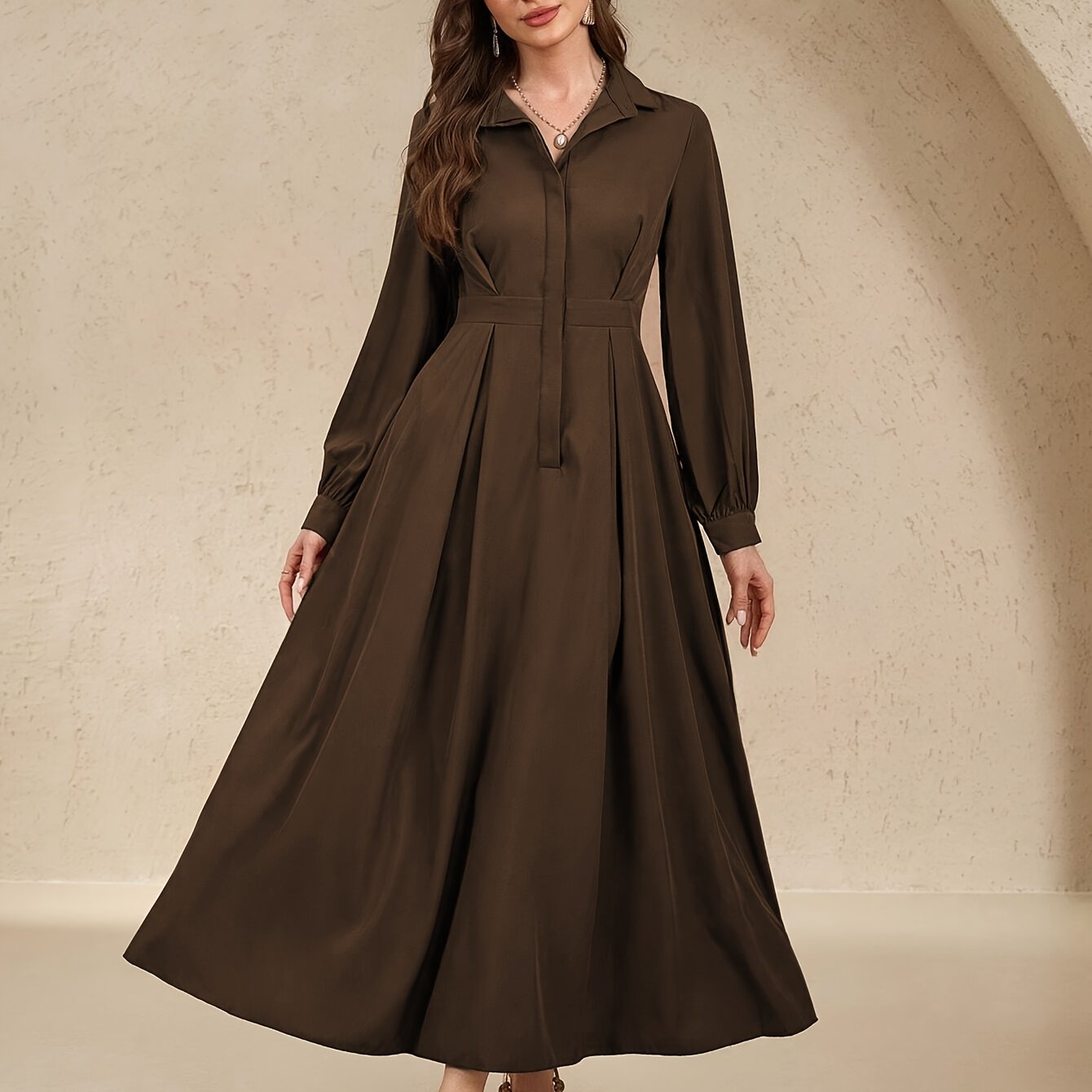 Mariska | Stijlvolle Chique Jurk Met Lange Mouwen