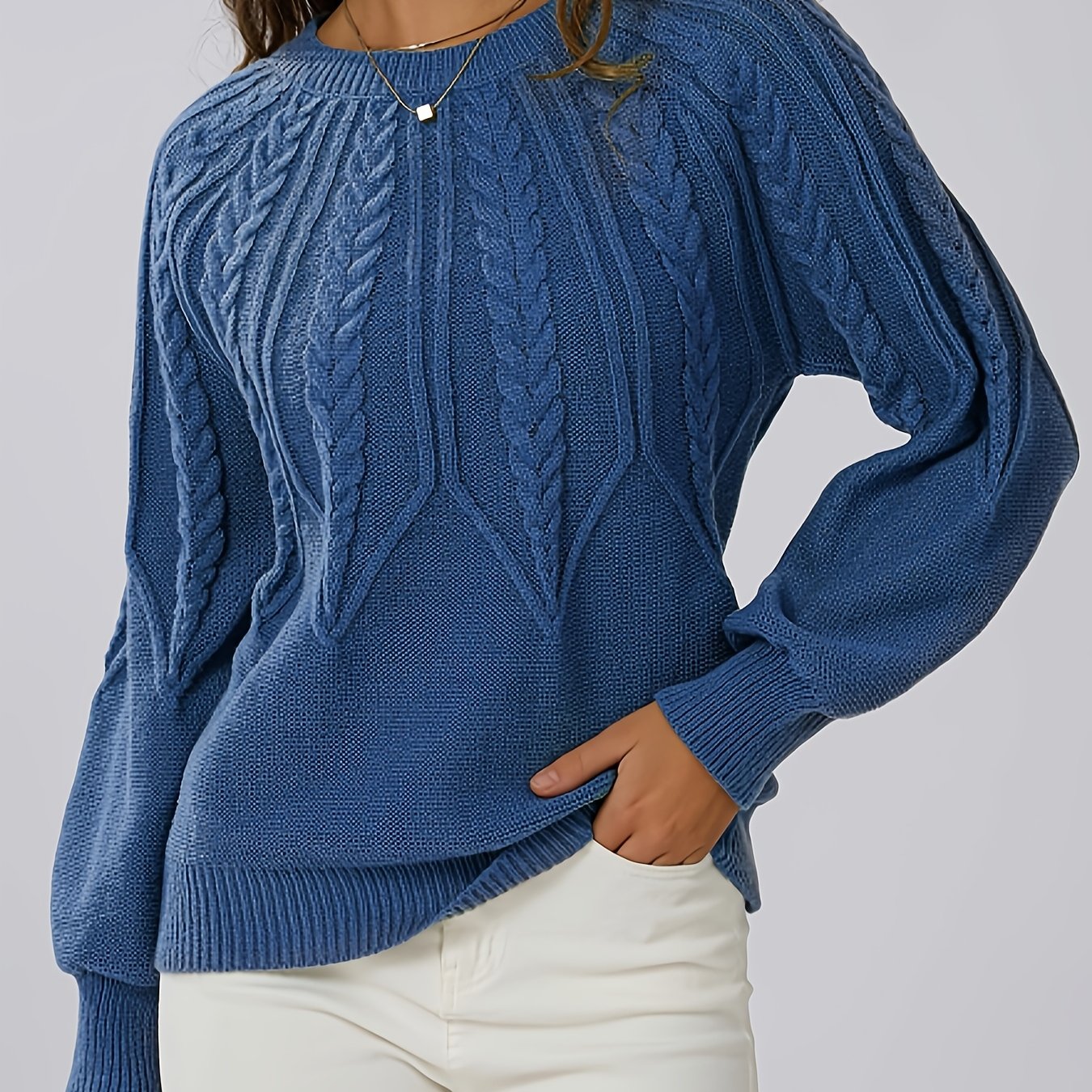 Hermina | Kabelgebreide Trui Met Ronde Hals