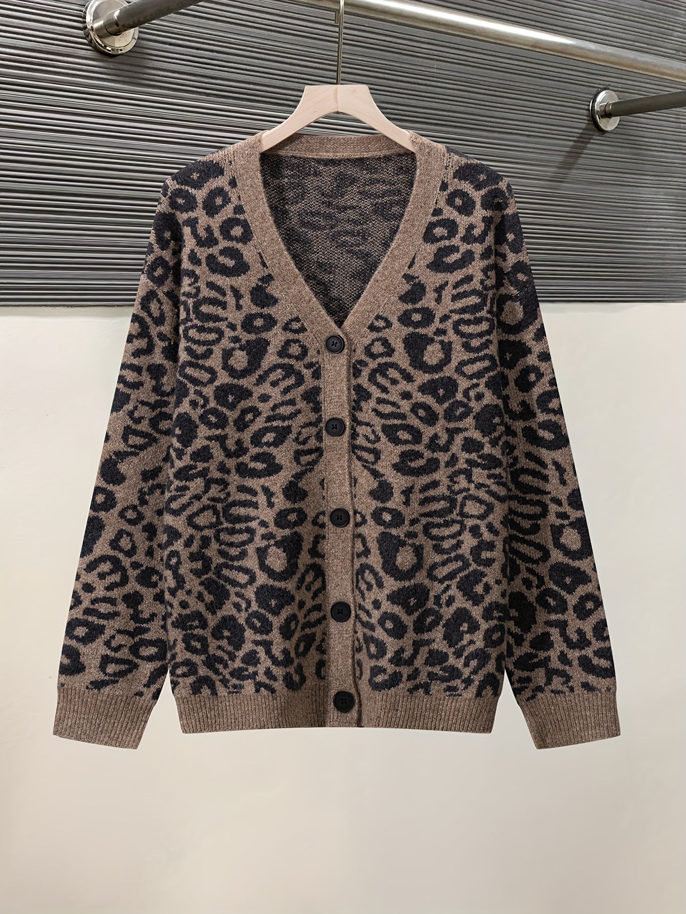 Meike | Vintage Luipaard Print Cardigan Met Contrast Borduurwerk