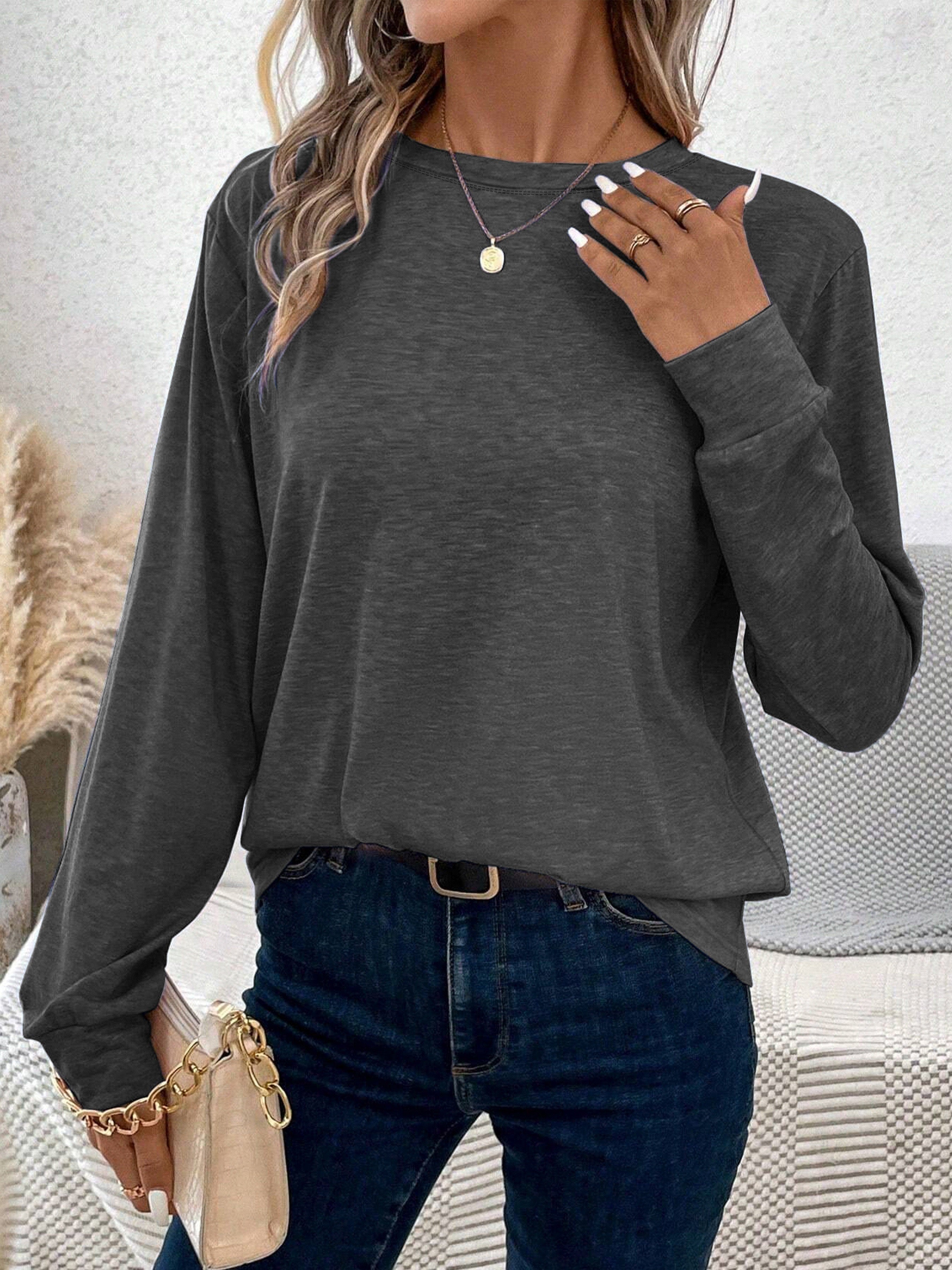 Evelien | Casual Lange Mouw Top Met Ronde Hals