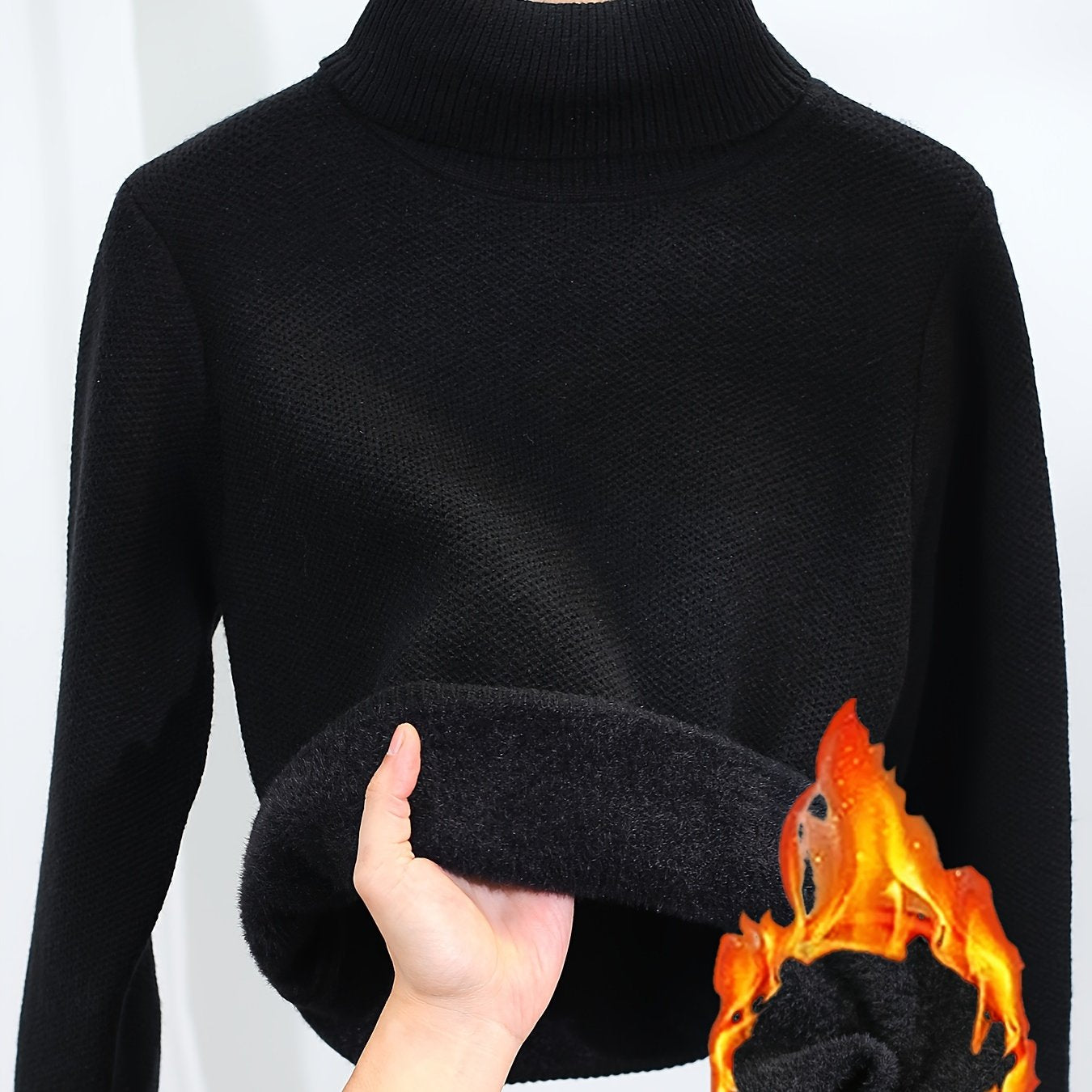 Mia | Warme Effen Trui Met Hoge Kraag