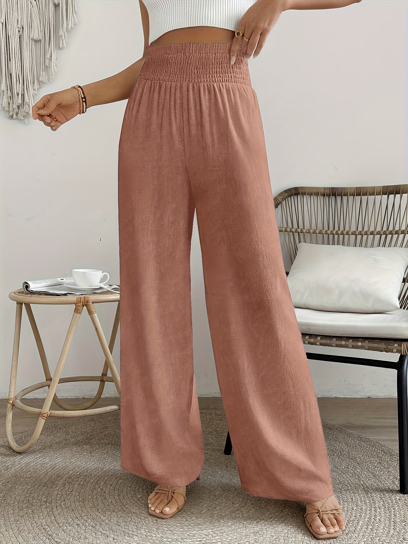 Ella | Casual Losse Broek Met Effen Kleur