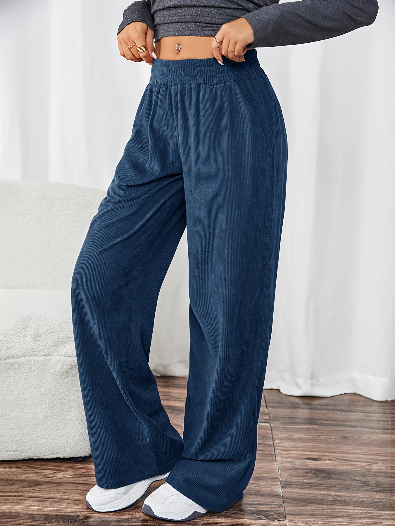 Lieve | Casual Gebreide Rechte Broek Met Zakken