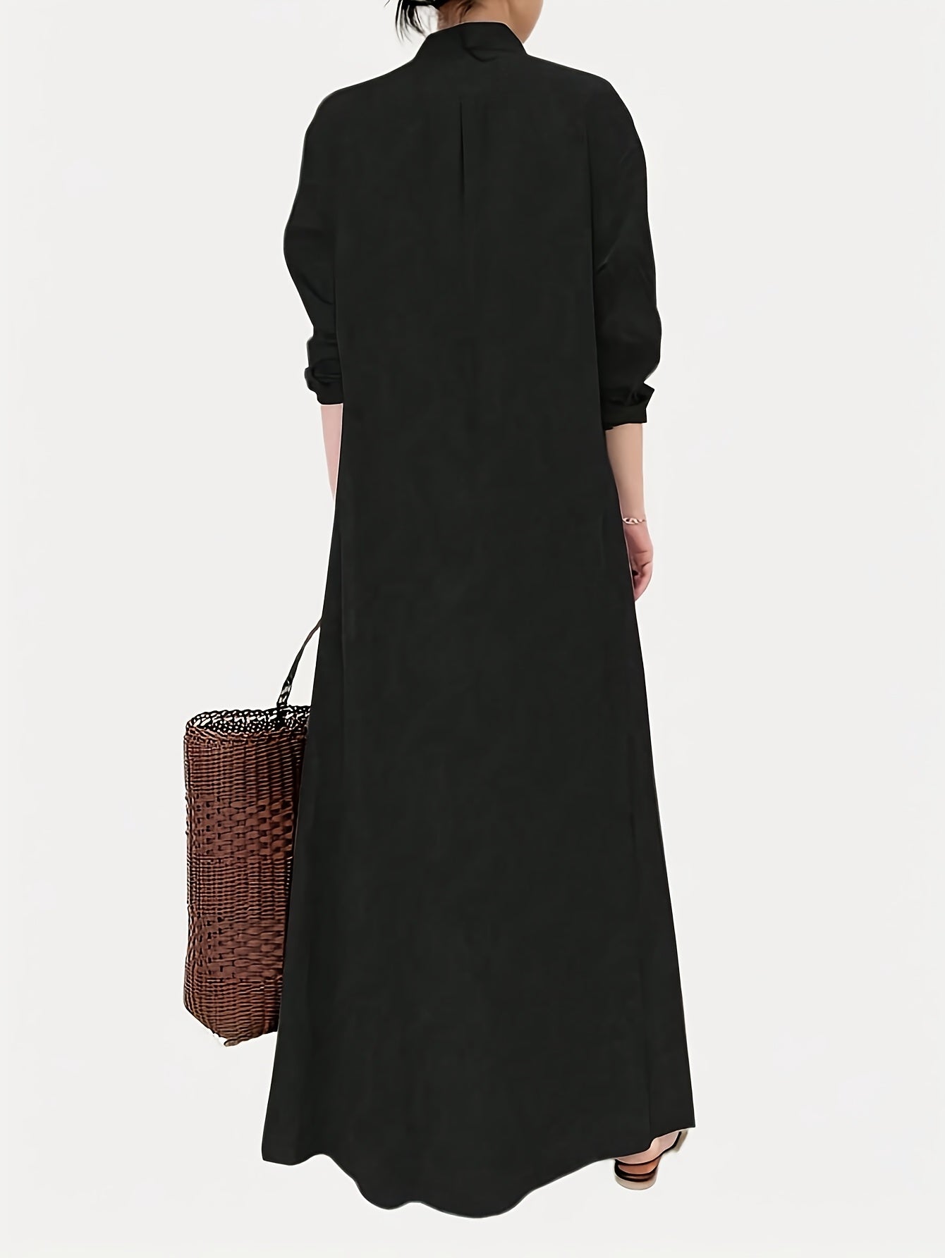 delia | Elegante Maxi Jurk Met Knoopsluiting En Losvallend Design