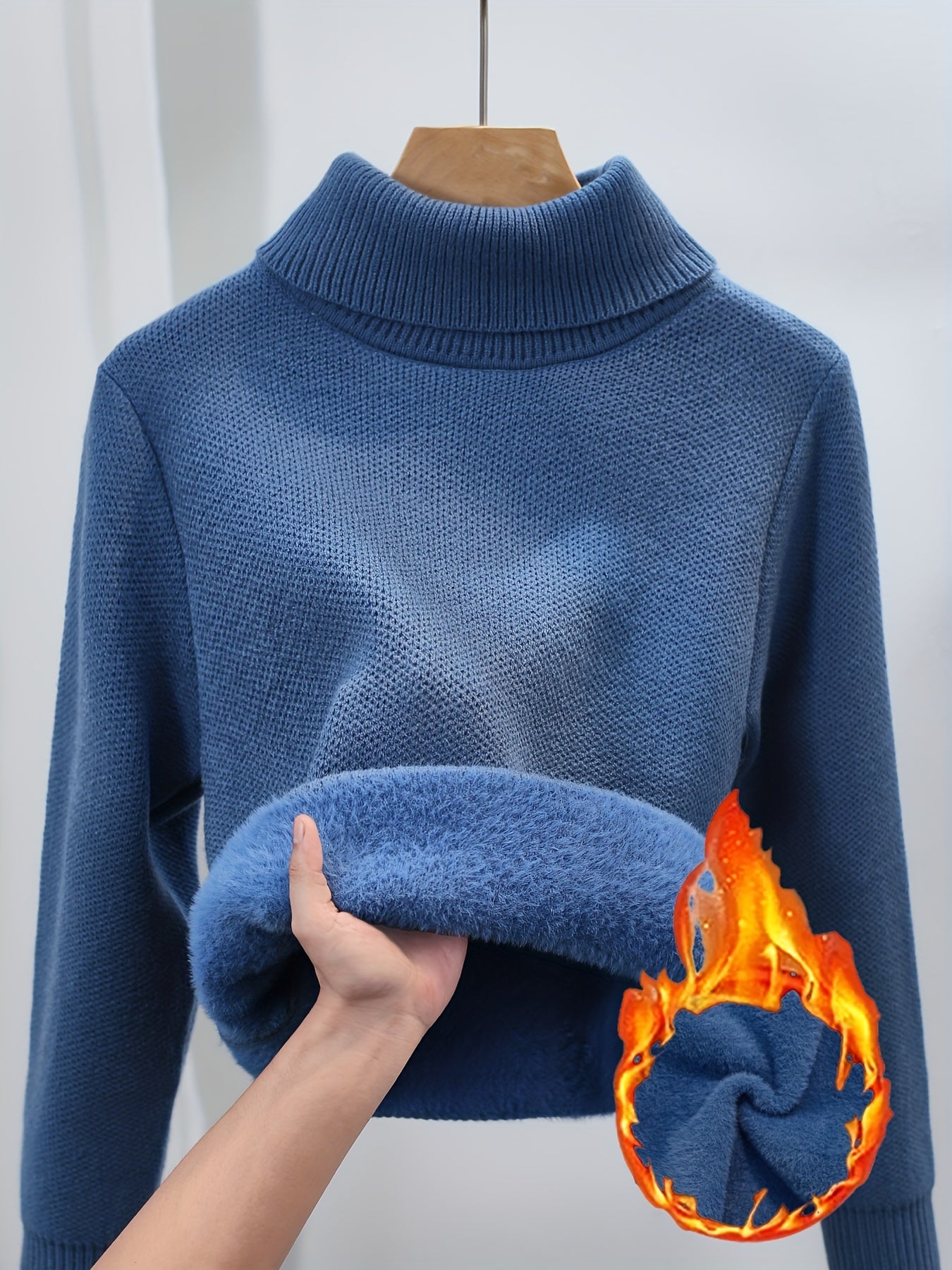 Mia | Warme Effen Trui Met Hoge Kraag