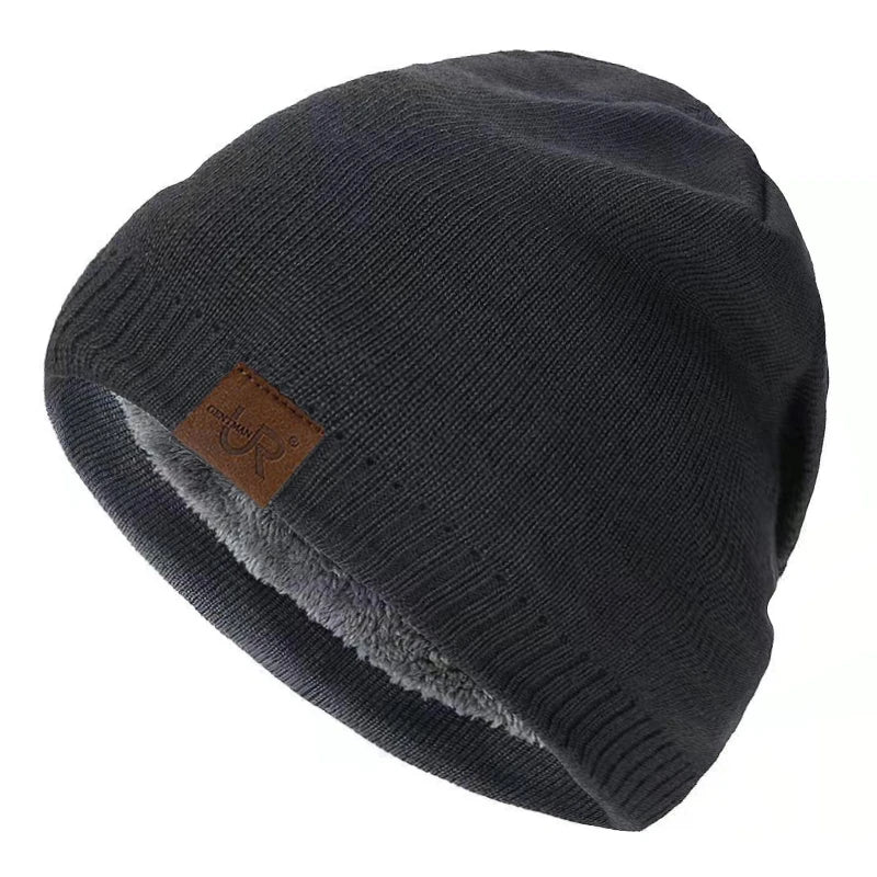 Unisex URGENTMAN Labal Winterhoeden Effen kleur gebreide mutsen voor mannen en vrouwen Beanie Cap Outdoor Voeg bontvoering toe Warme sporthoeden