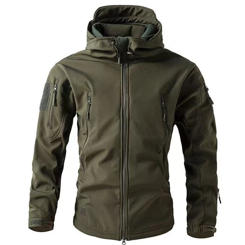 Men's Winter Softshell Waterproof Cargo Jackets Male Hoodie Coat Combat Fishing Hiking Camping Climbing Skiing Hunting Outdoor