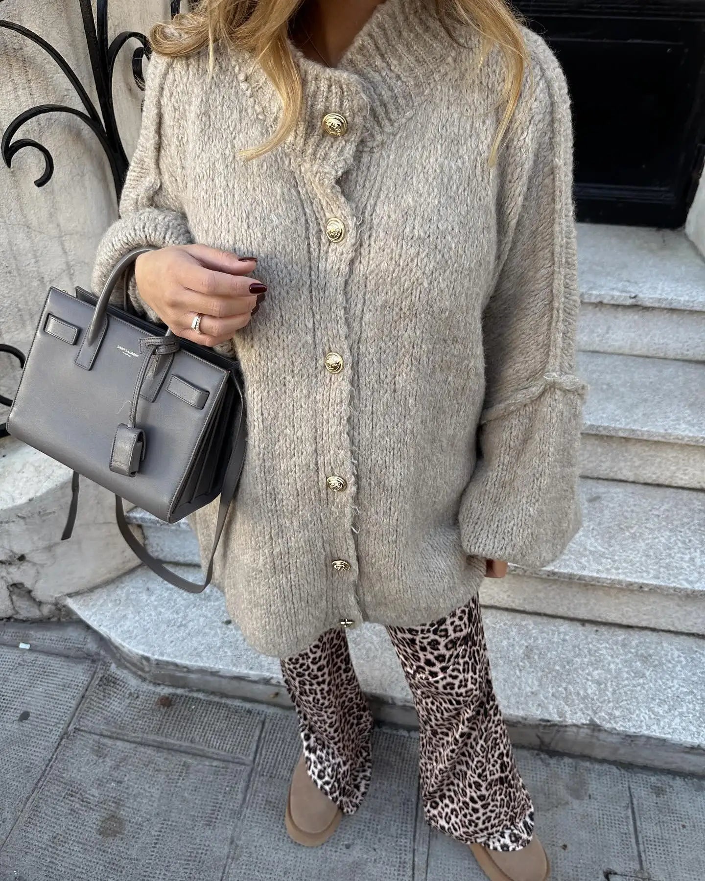 Diny | Gebreid Cardigan met Knopen