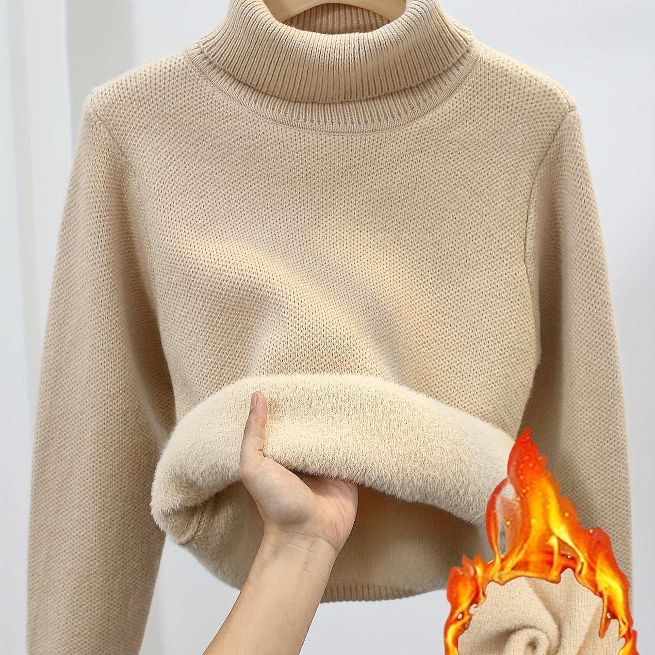 Mia | Warme Effen Trui Met Hoge Kraag