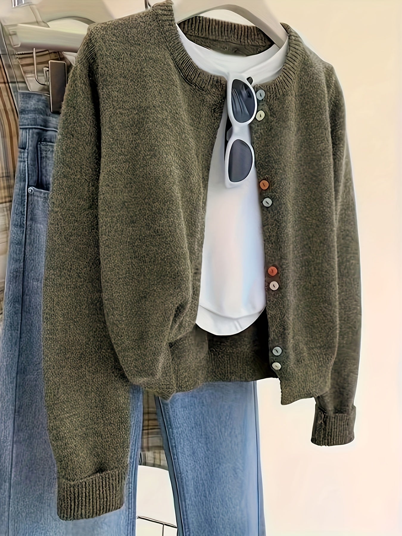 Janneke | Vintage Regenboog Knoop-Op Vest