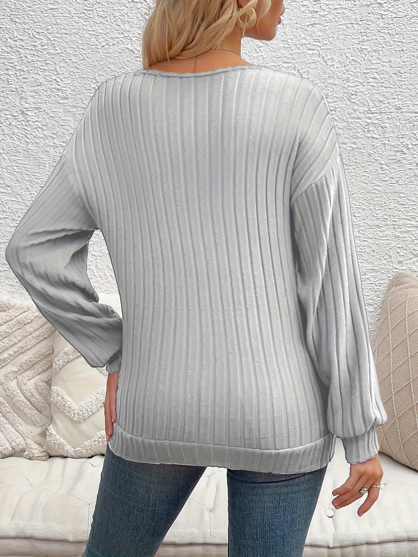 Eveline | Stijlvolle V-Hals Ribtrui