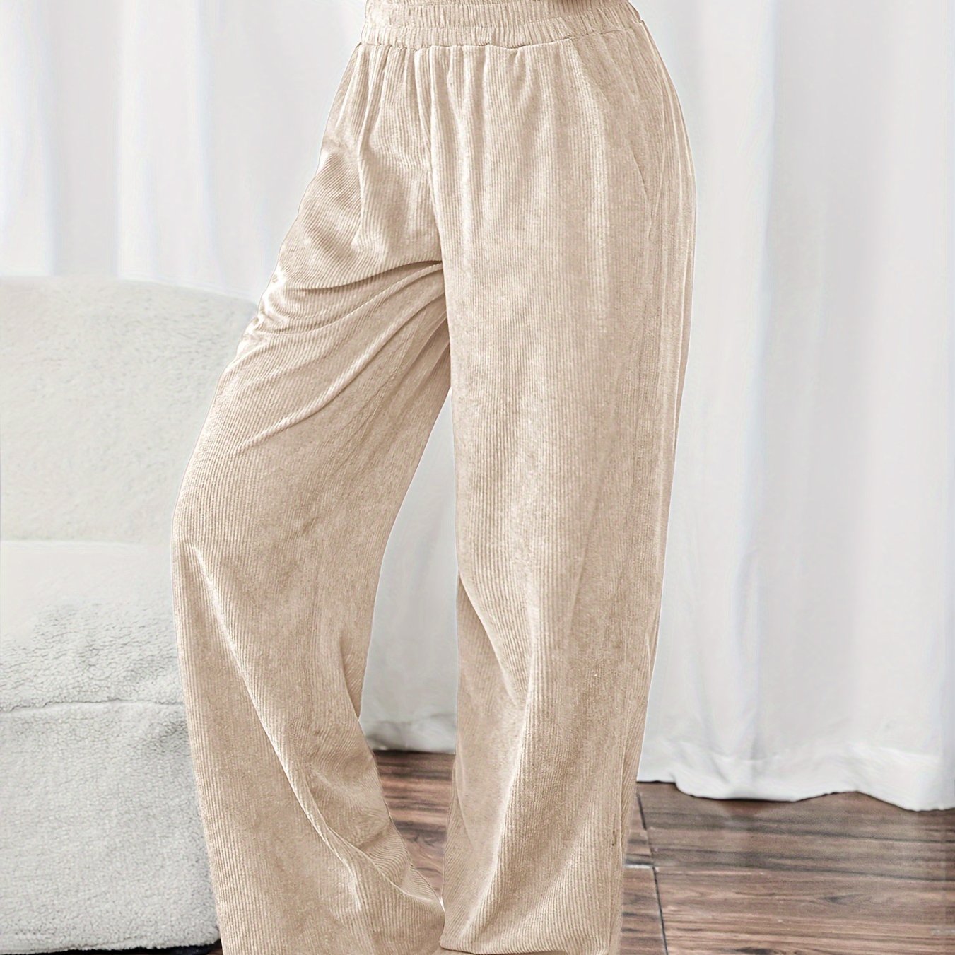 Lieve | Casual Gebreide Rechte Broek Met Zakken