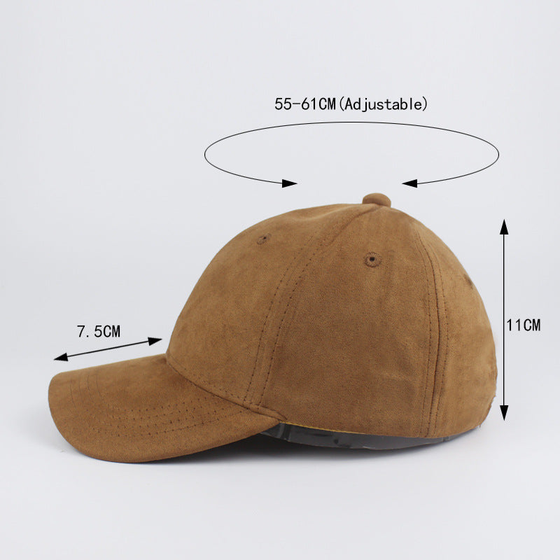 Suede Baseball Hat Solid Color Peaked Hat Black Brown Summer Sun Hat