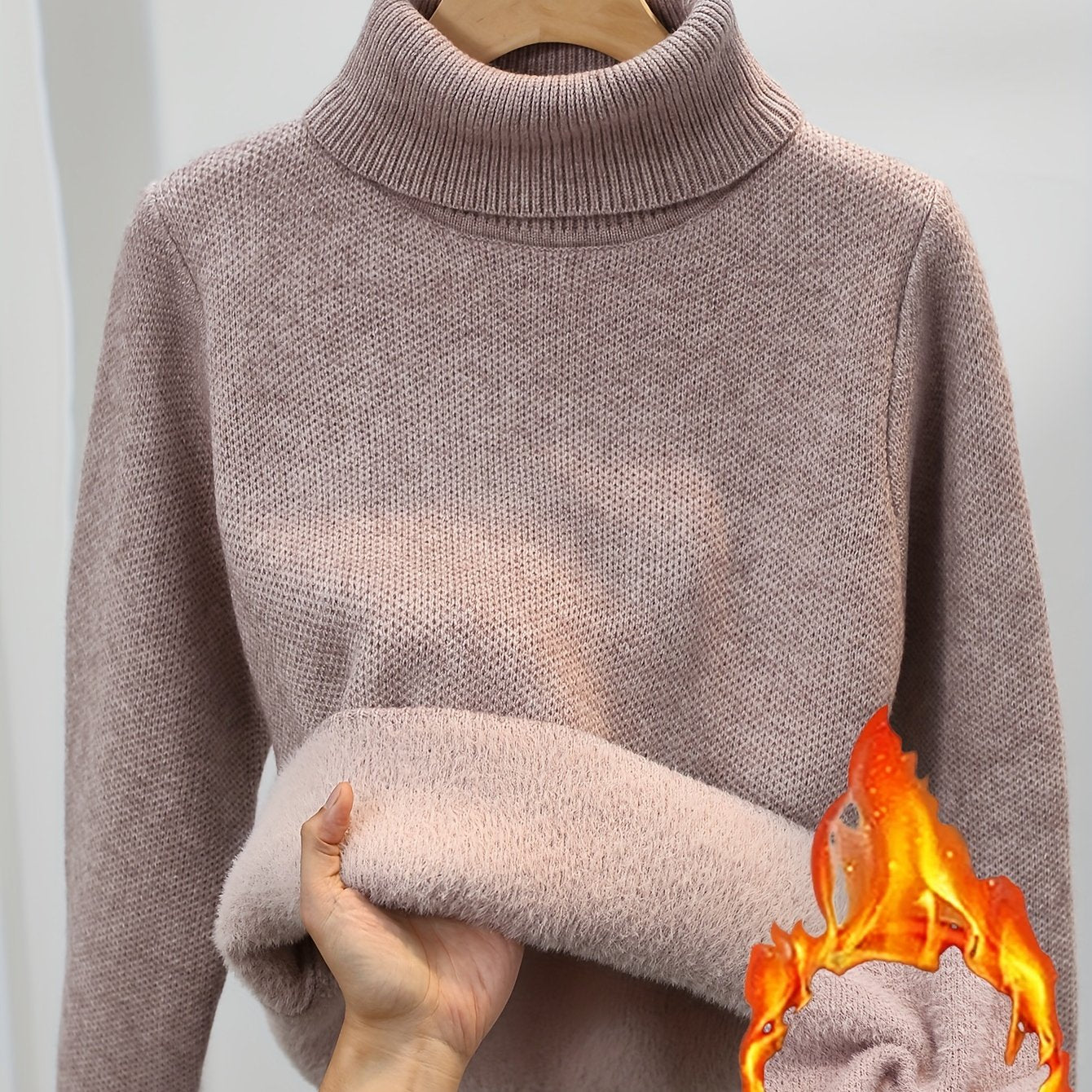 Mia | Warme Effen Trui Met Hoge Kraag