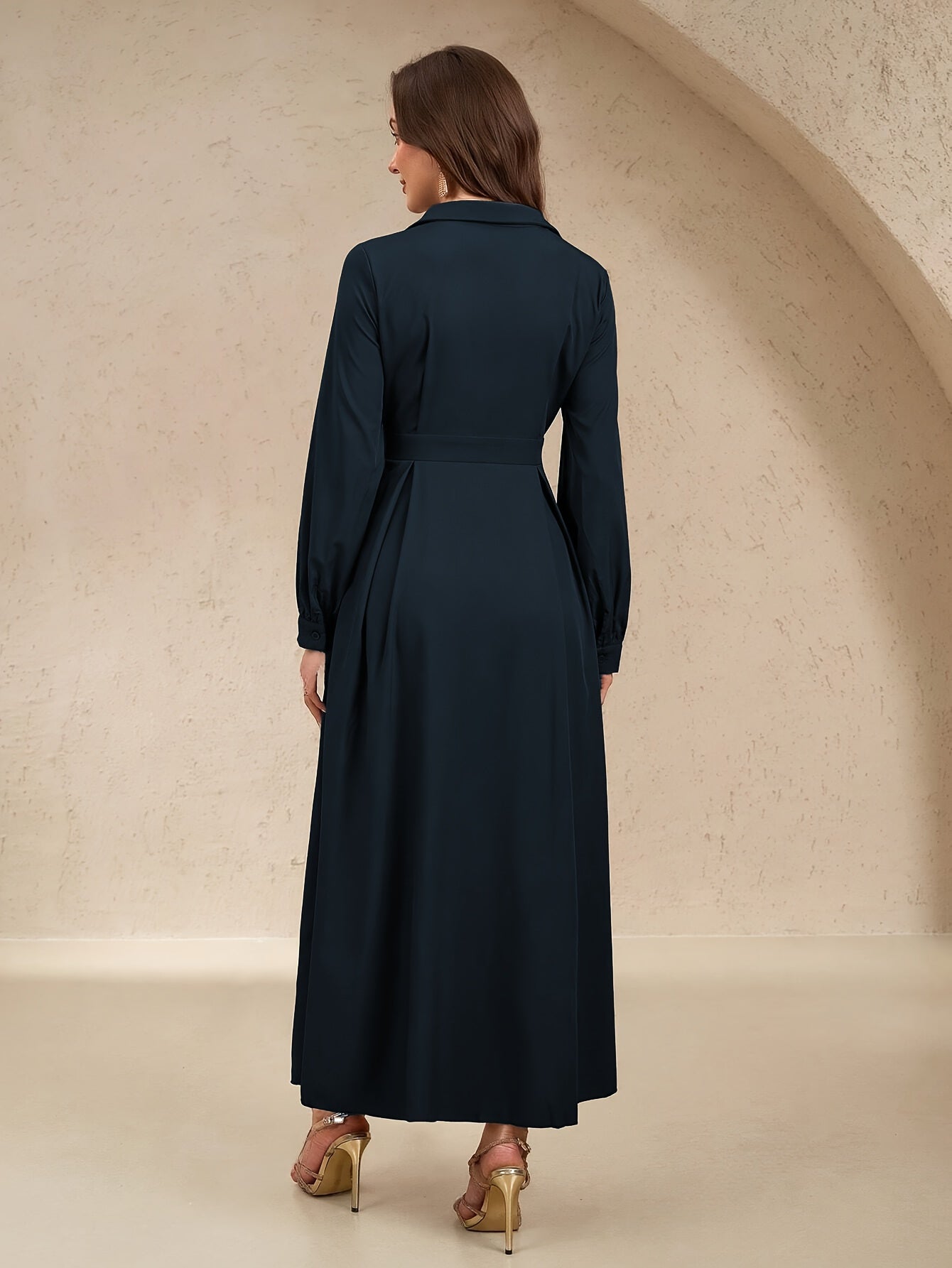 Mariska | Stijlvolle Chique Jurk Met Lange Mouwen