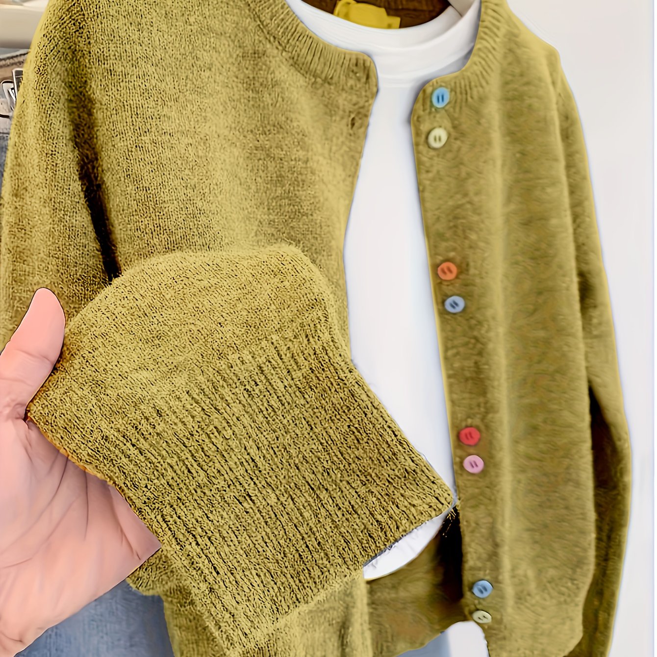 Janneke | Vintage Regenboog Knoop-Op Vest