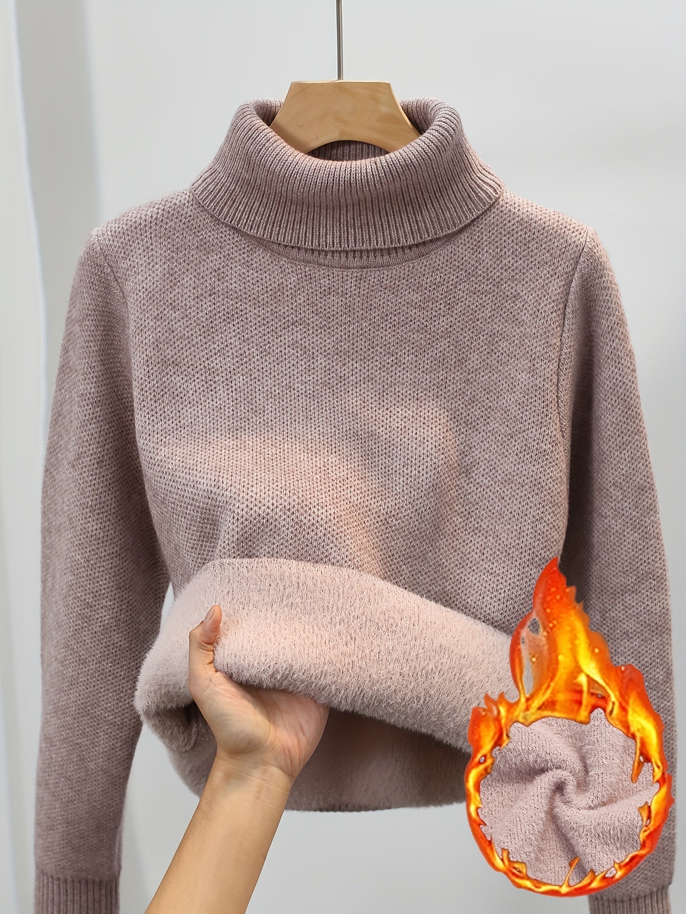 Mia | Warme Effen Trui Met Hoge Kraag