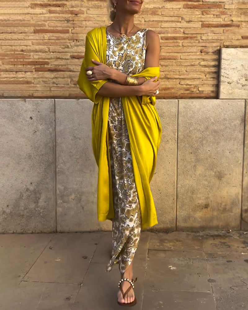 Annette | Zomerjurk Met Kleurrijke Print En Bijpassende Kimono