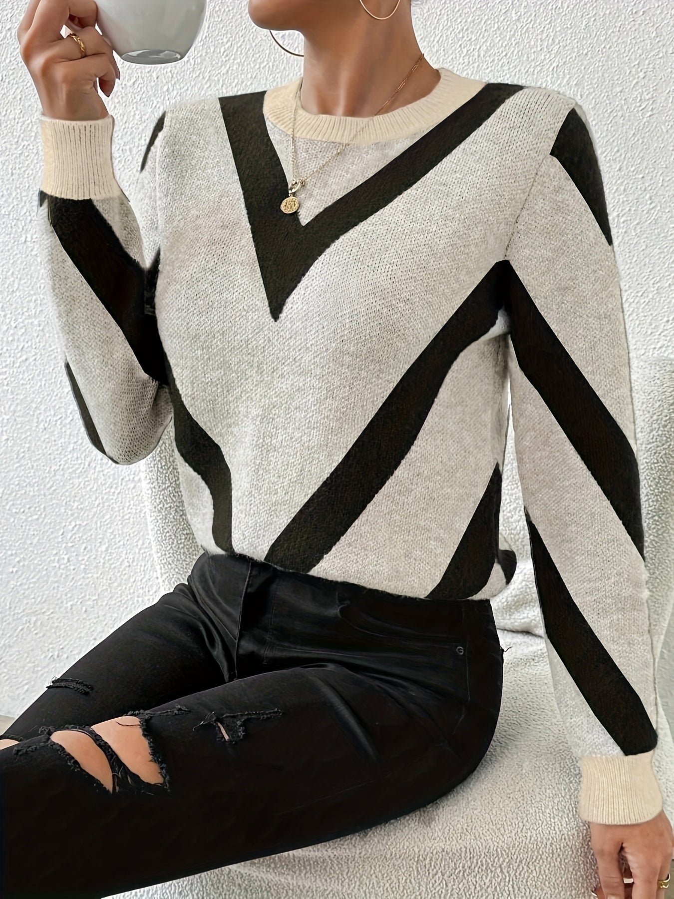 Helma | Gestreepte Trui Met Ronde Hals