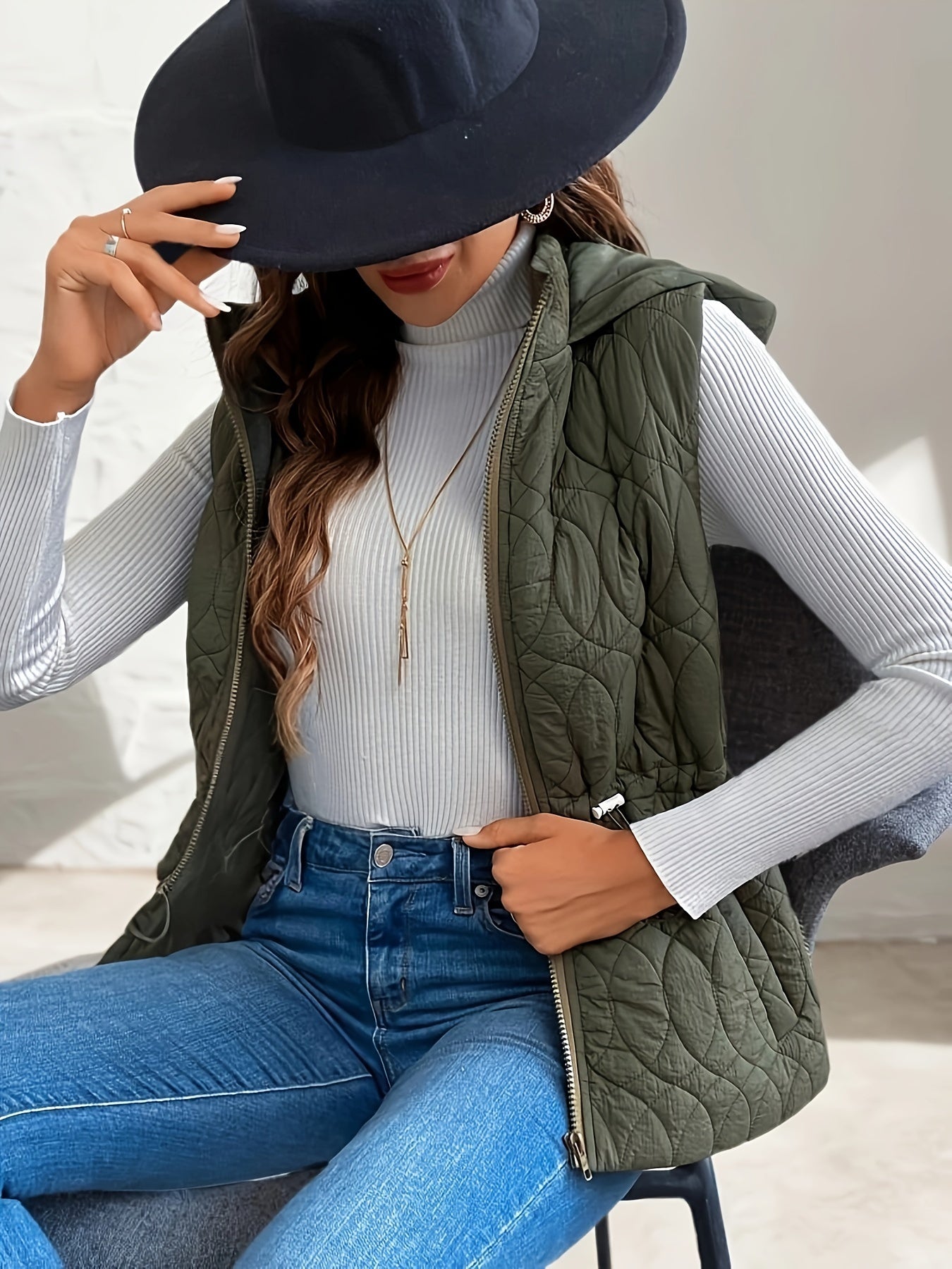 Antonia | Winter Zip Up Hooded Vest