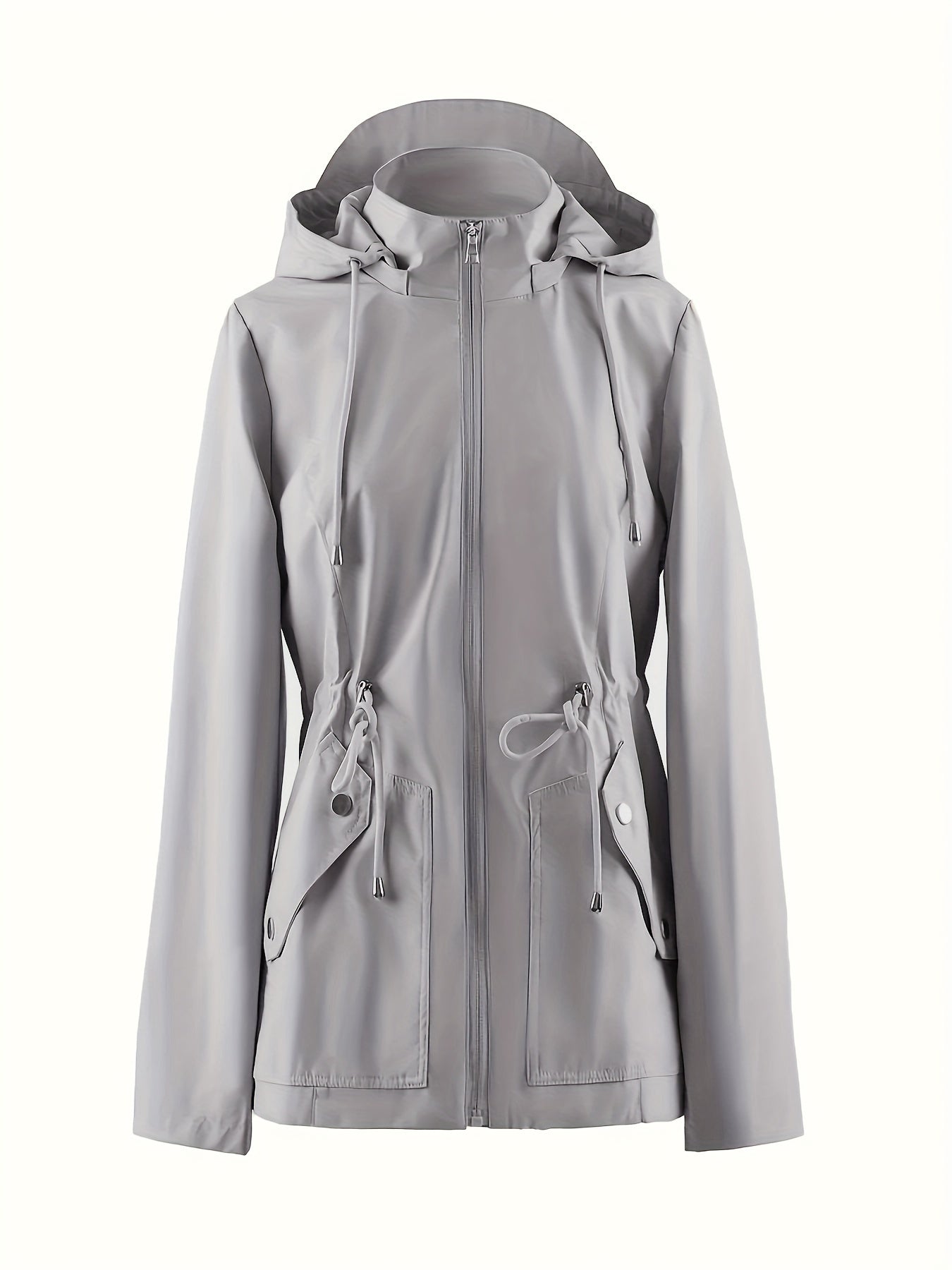 Corine | Trekkoord Rits Hooded Trenchcoat
