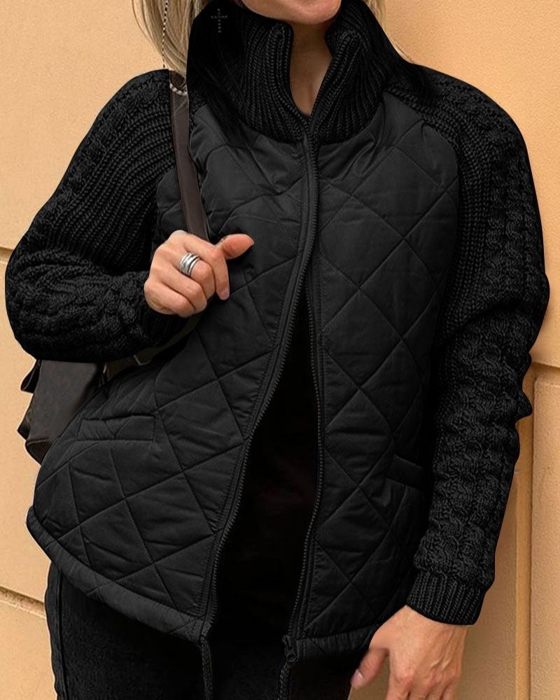 Anita | Gewatteerd Vest Met Breimouwen