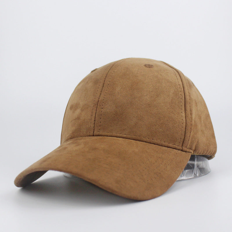 Suede Baseball Hat Solid Color Peaked Hat Black Brown Summer Sun Hat