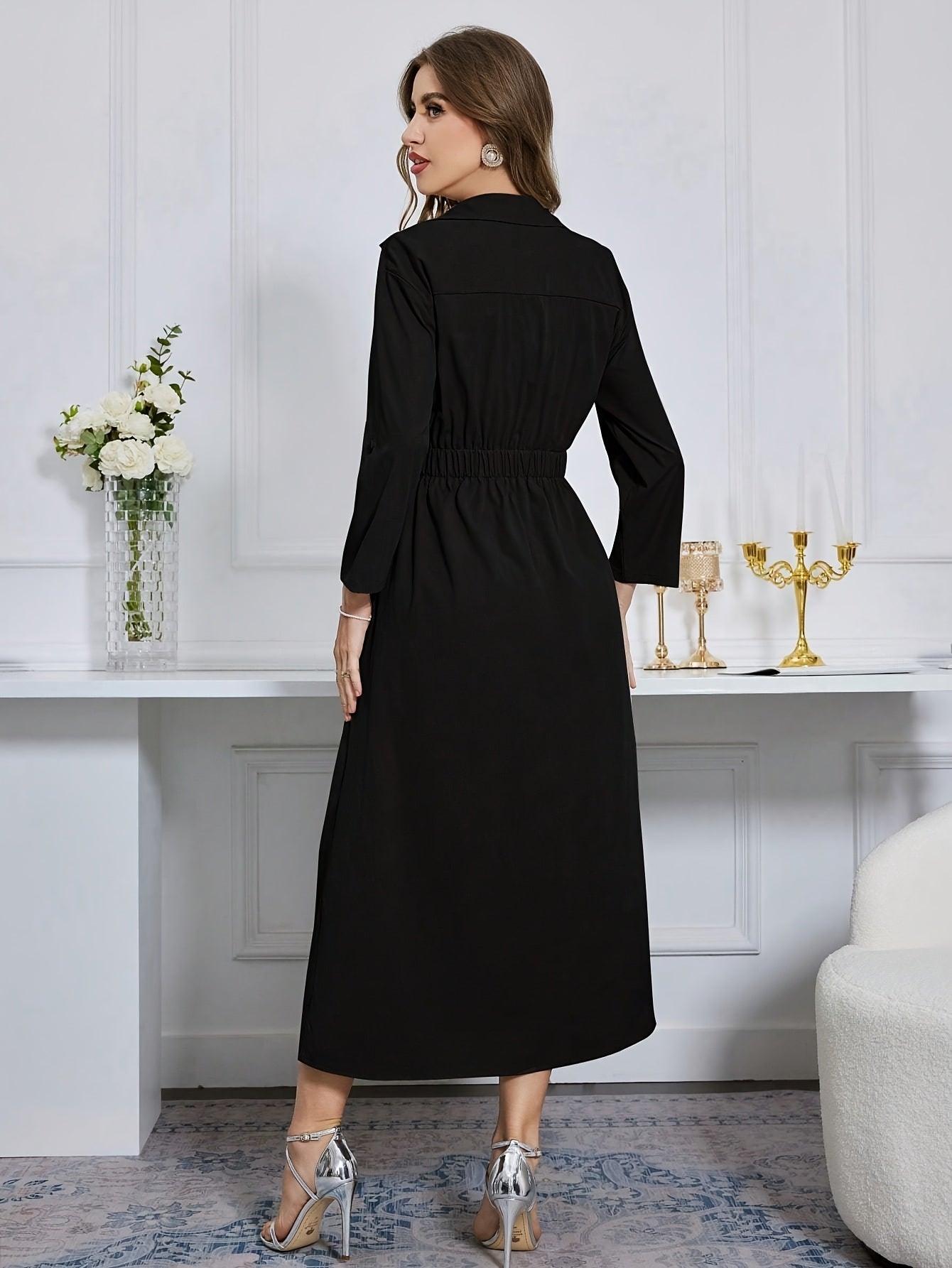 Marleen | Elegante Lange Jurk Met Knoopsluiting