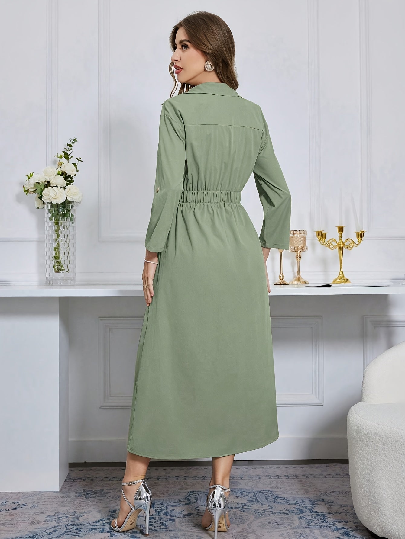 Marleen | Elegante Lange Jurk Met Knoopsluiting