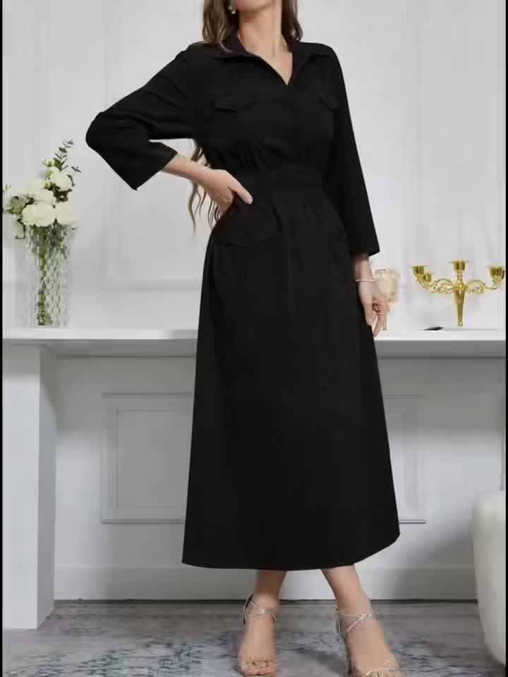 Marleen | Elegante Lange Jurk Met Knoopsluiting