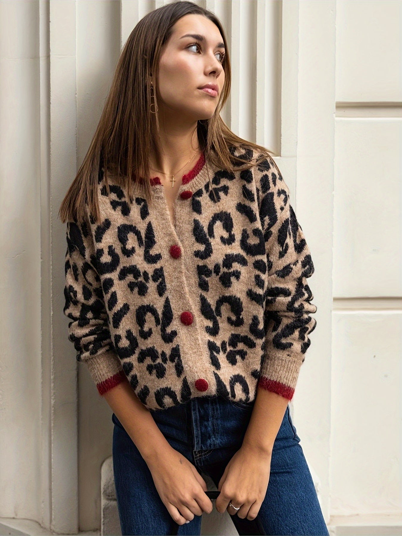 Jacqueline | Gebreide Vest met Panterprint