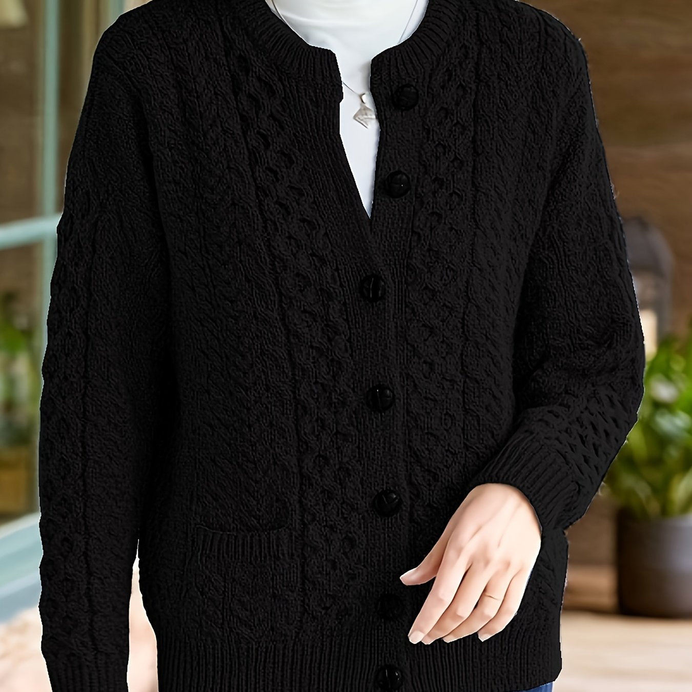 Lonneke | Geometrisch Kabelvest Met Knopen