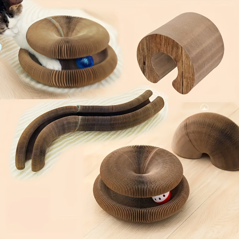 1 stuk magische kattenkrabplank, slijtvast interactief huisdier speelgoed voor binnen - ronde balbaan magisch orgaan kattenkrabplank | katenspeeltje | kartonnen krabplank