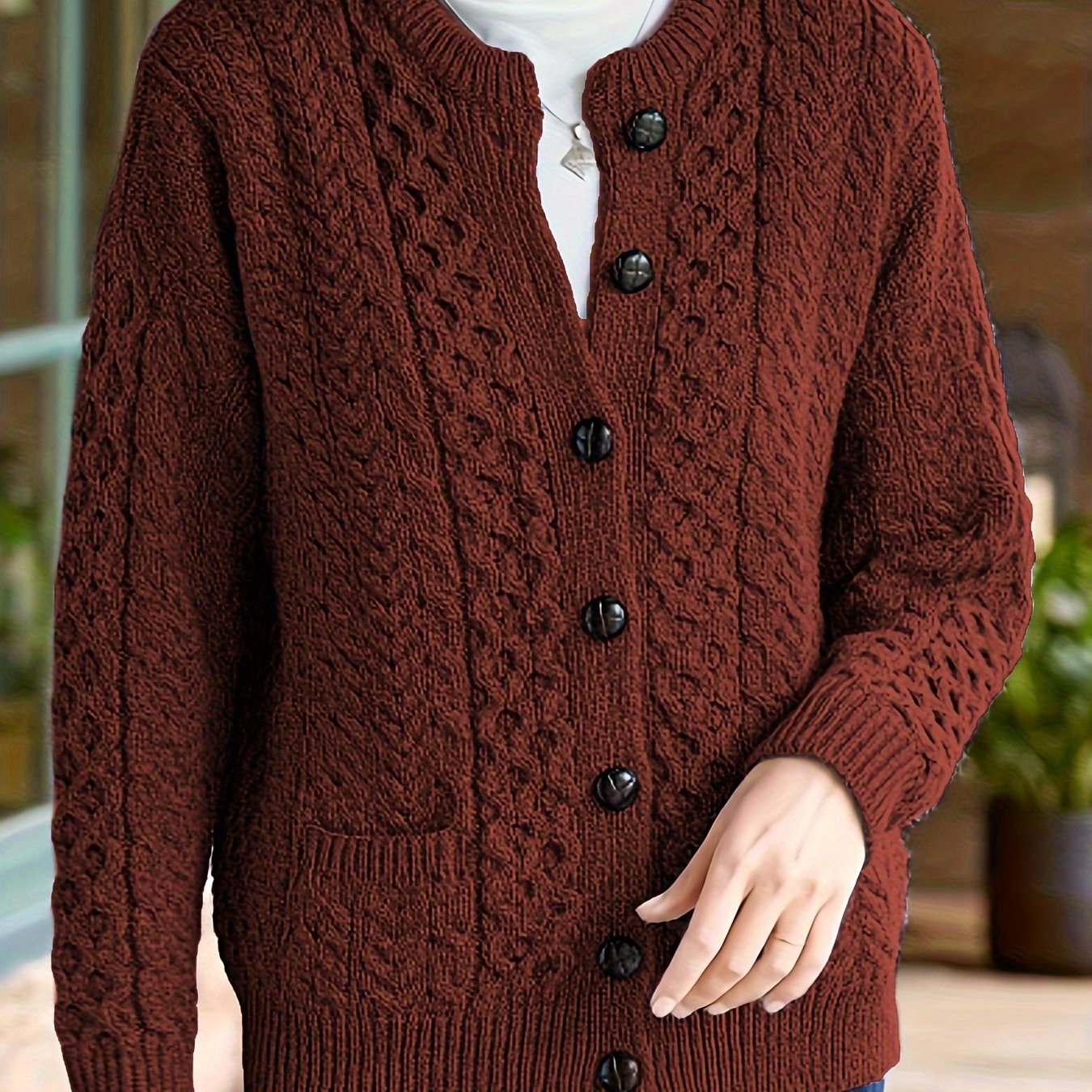 Lonneke | Geometrisch Kabelvest Met Knopen