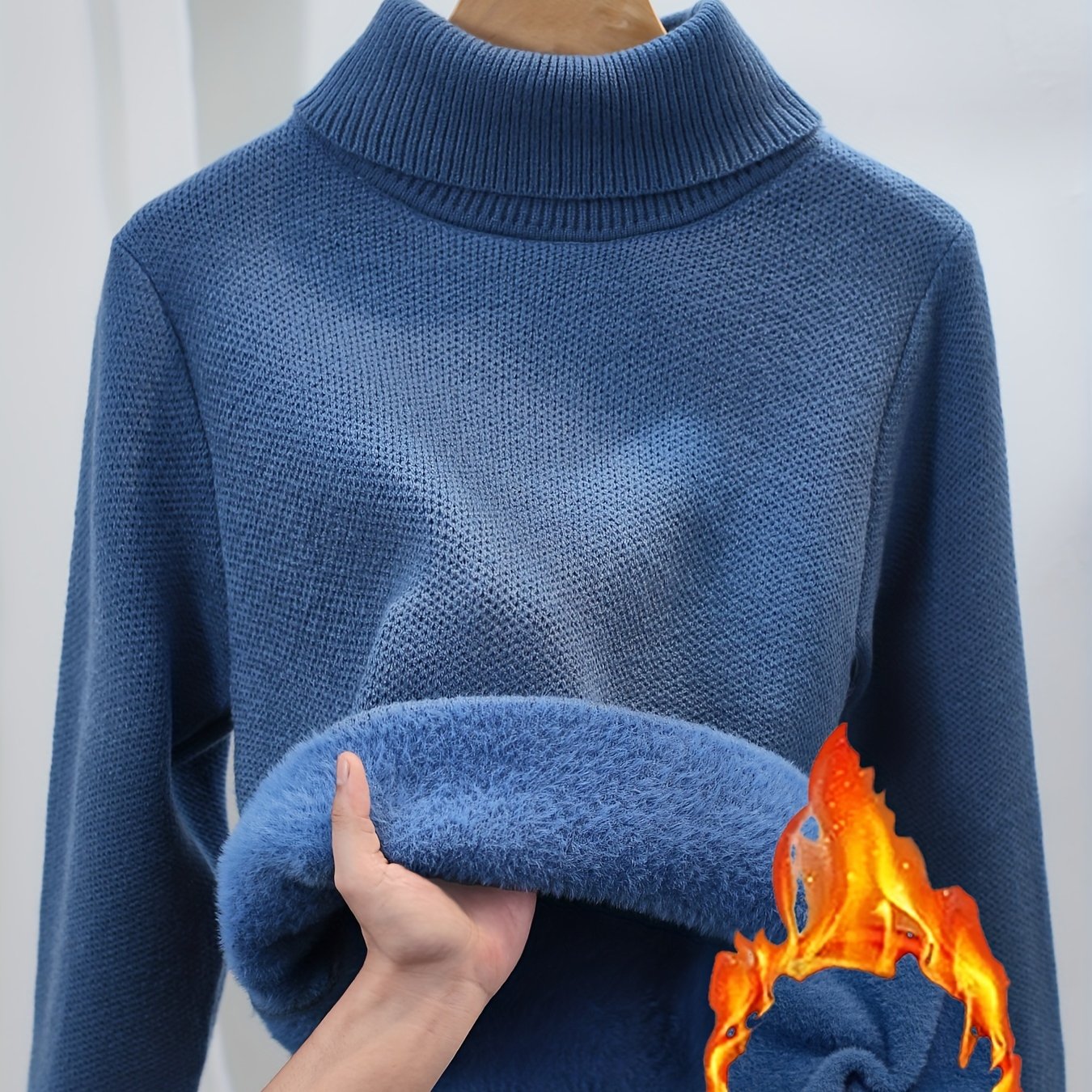 Mia | Warme Effen Trui Met Hoge Kraag