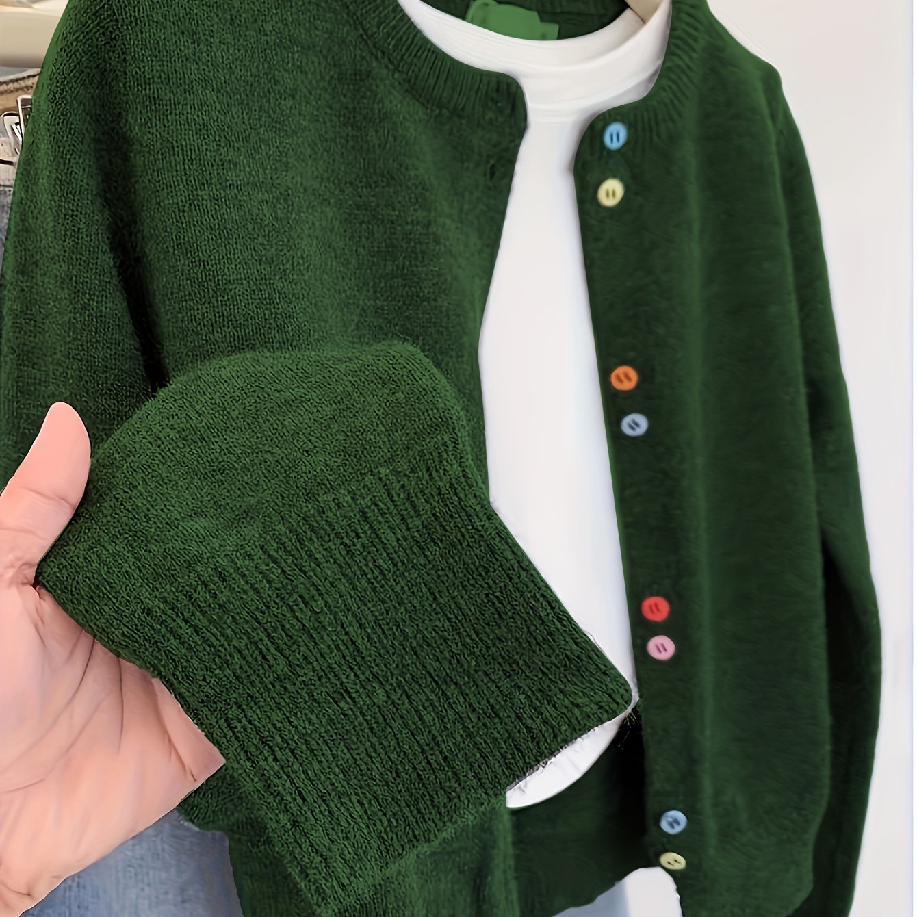 Janneke | Vintage Regenboog Knoop-Op Vest