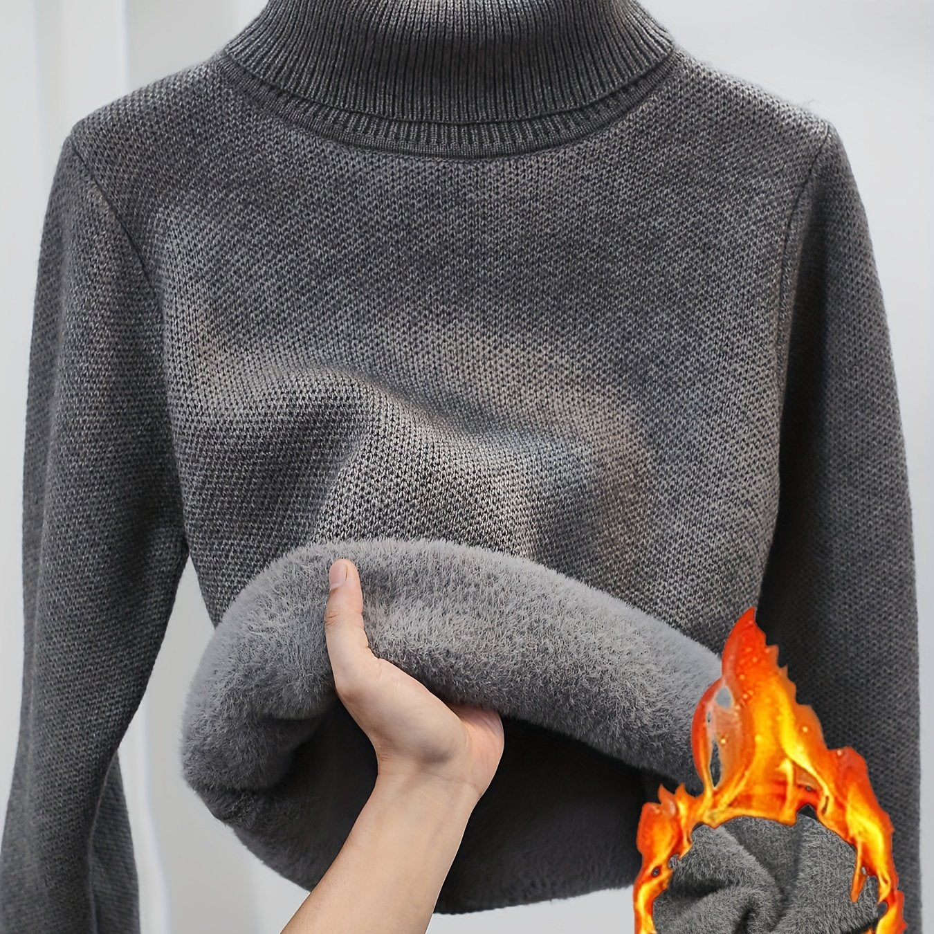 Mia | Warme Effen Trui Met Hoge Kraag