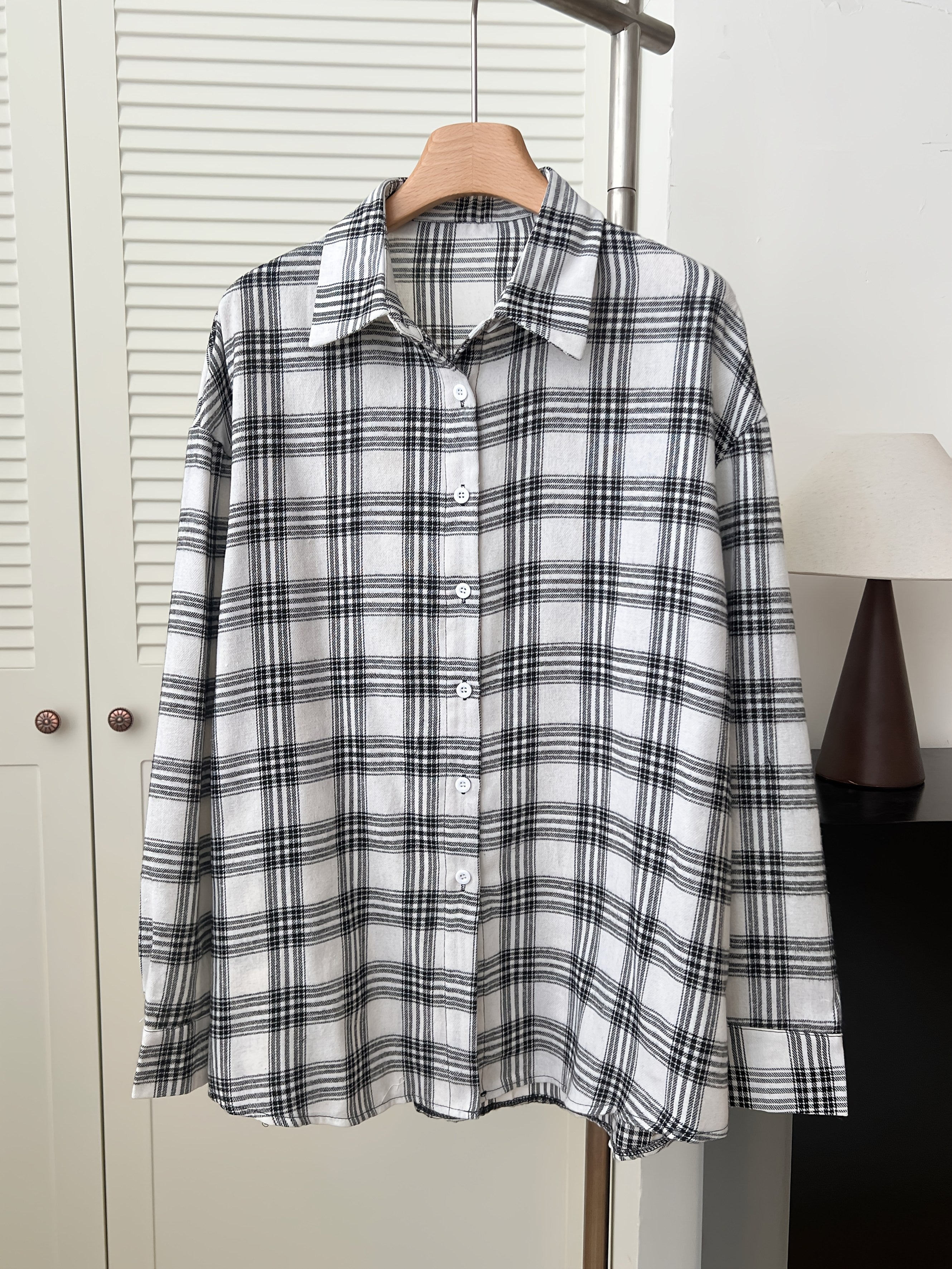 Elly | Losse Langemouw Hemd Met Ruitpatroon