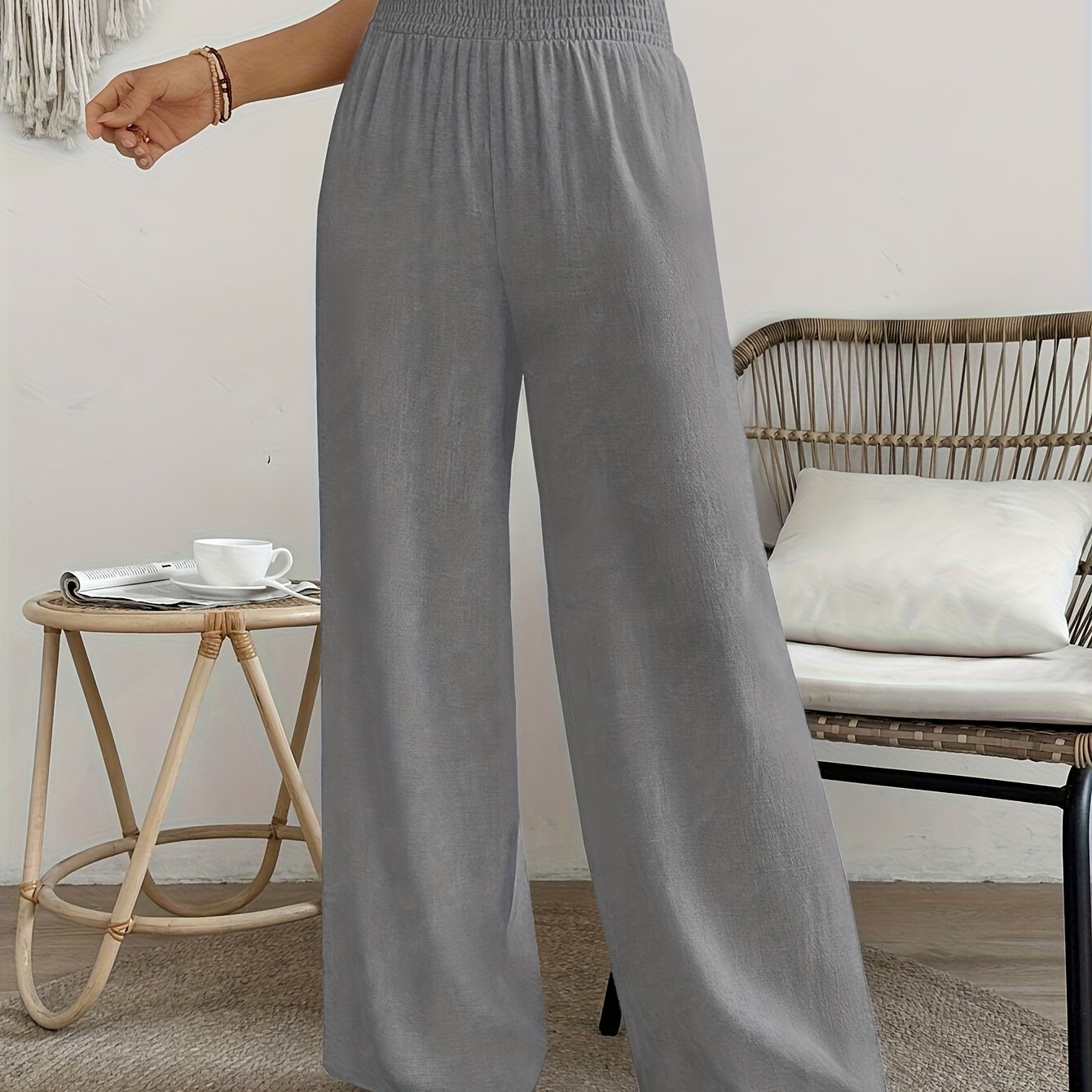 Ella | Casual Losse Broek Met Effen Kleur