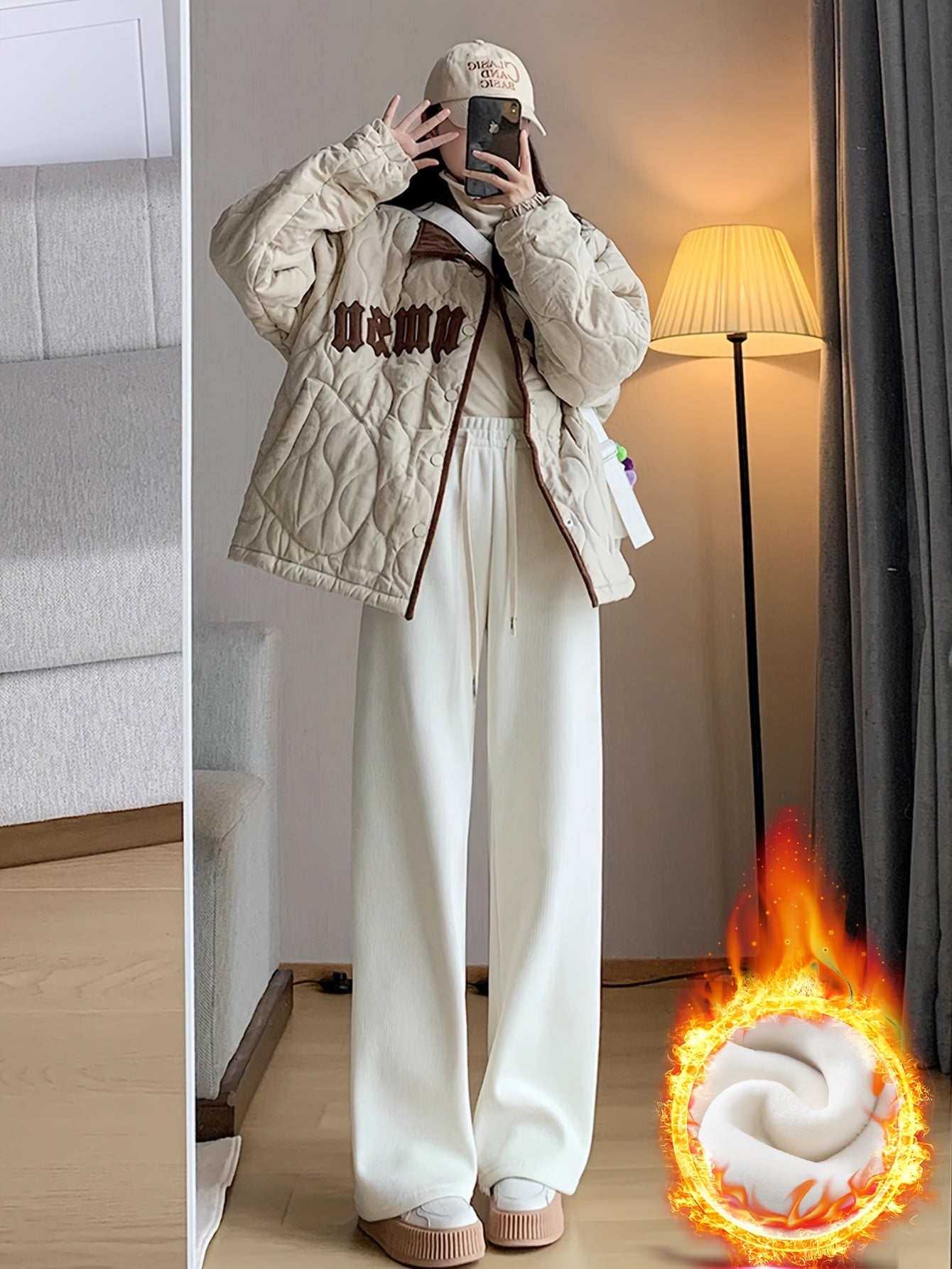 Loes | Wijde Broek Met Hoge Taille En Warme Voering