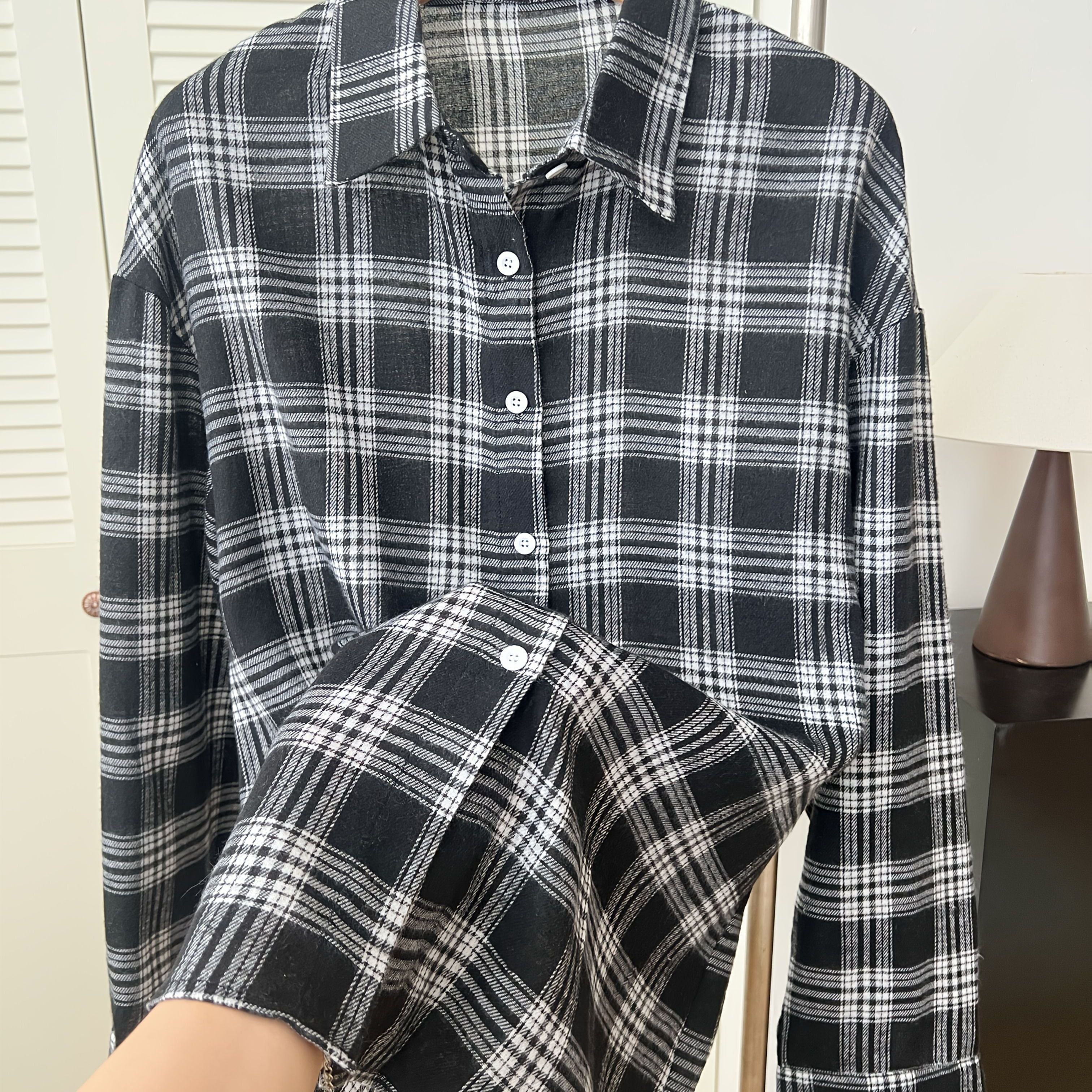 Elly | Losse Langemouw Hemd Met Ruitpatroon