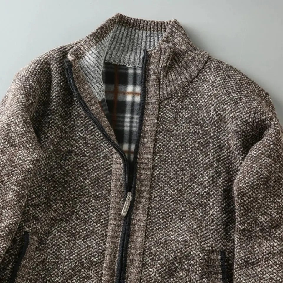 Harrison Plaid-Lined Knit Jacket